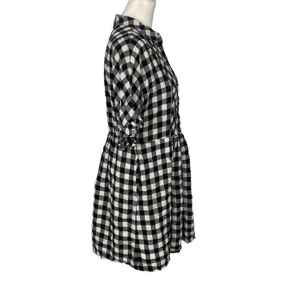 Anthropologie PORRIDGE Women Checker Dress Size M W/B Short Sleeve Gingham 2-20 - Picture 4 of 14